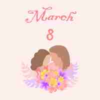 Vetor feliz dia dos pais cartão rosa com flores bandeira 8 de março ilustração vetorial