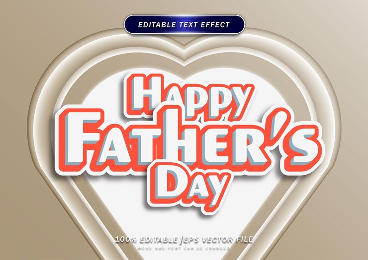 Vetor feliz dia dos pais efeito de texto editável efeito de estilo de desenho animado