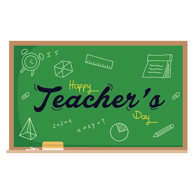Feliz dia dos professores letras com fundo de quadro verde
