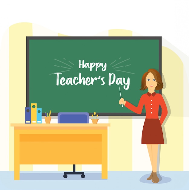 Feliz dia dos professores mulher plana
