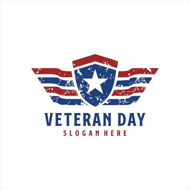 Feliz dia dos veteranos logotipo para ilustração vetorial de veterano americano