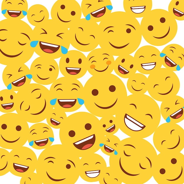 Vetor feliz dia mundial do sorriso fundo com composição de emojis