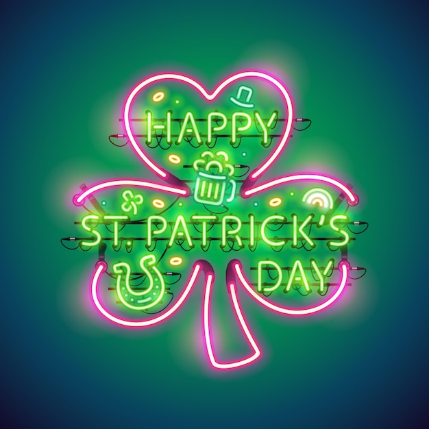 Feliz dia st patricks dia néon