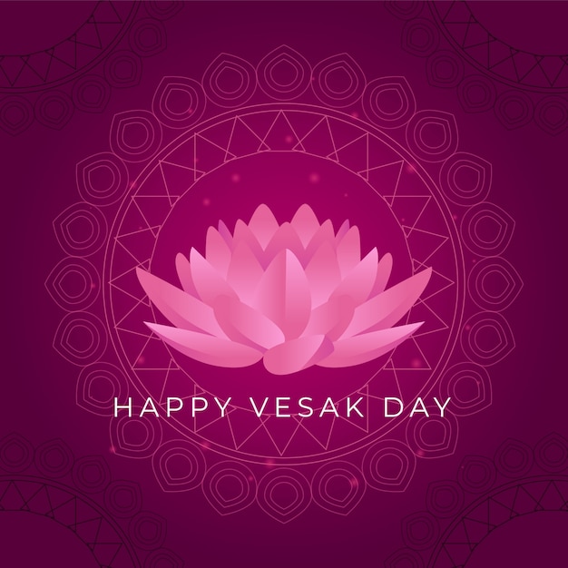 Vetor feliz dia vesak com flor de lótus