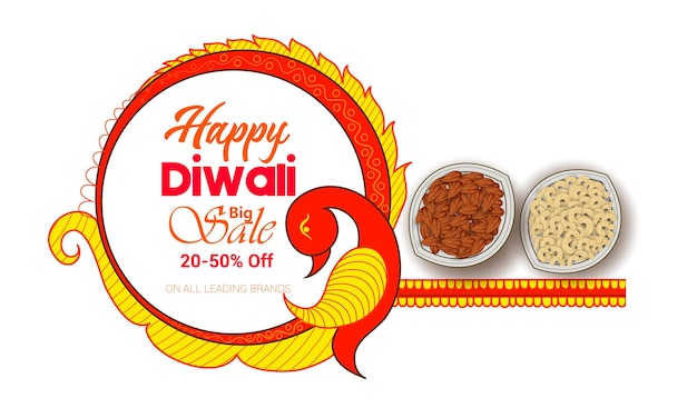 Feliz diwali com lâmpada de óleo realista diya elegante, cartão-presente, pôster, banner, fundo de grande venda