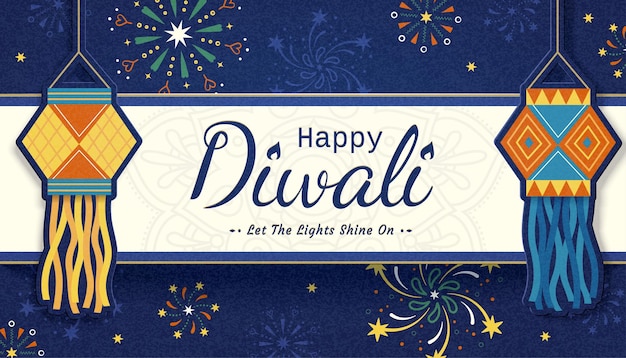 Feliz diwali com lanternas indianas