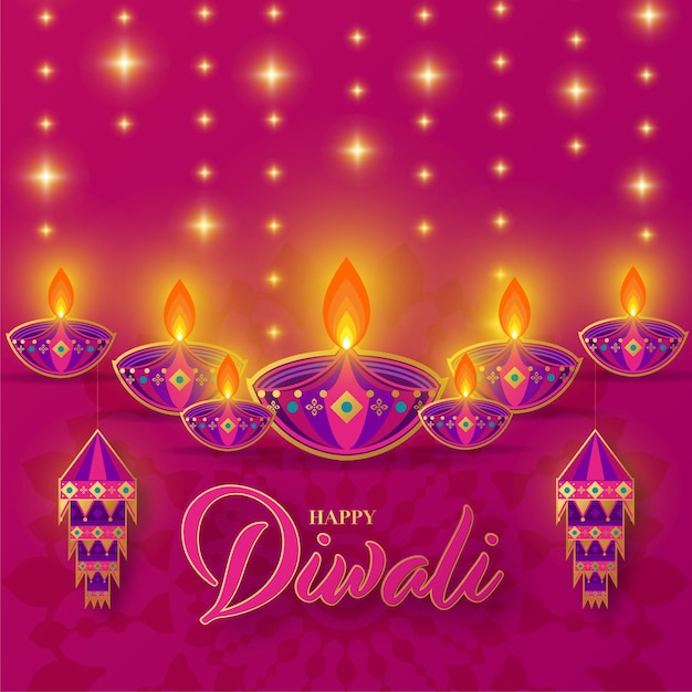 Vetor feliz diwali deepavali o festival indiano