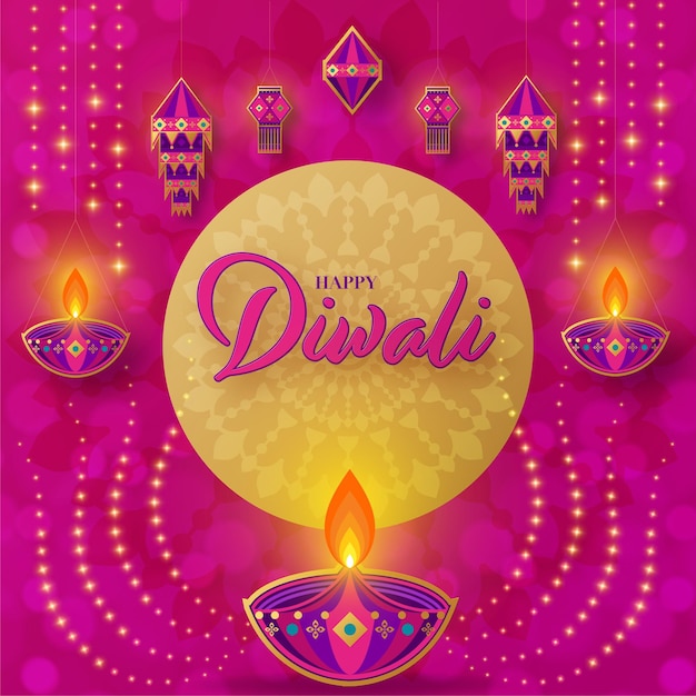 Vetor feliz diwali deepavali o festival indiano