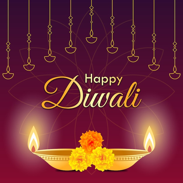 Feliz Diwali design de saudação criativa ilustração vetorial premium
