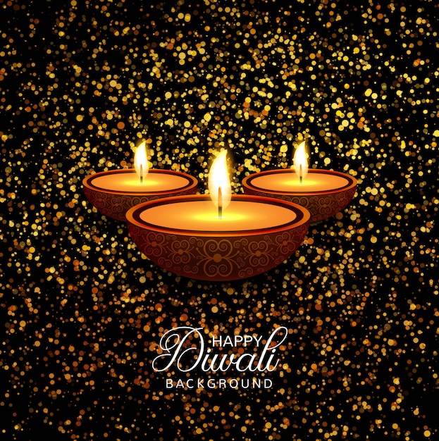 Vetor feliz diwali diya óleo lâmpada festival brilha fundo