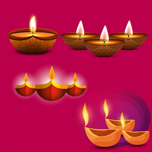 Feliz Diwali Elements Vector para cartazes Banner Saudações