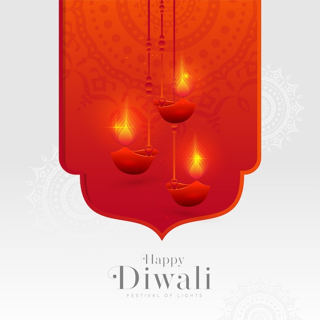 Feliz diwali festival saudação com ilustração de lâmpadas criativas