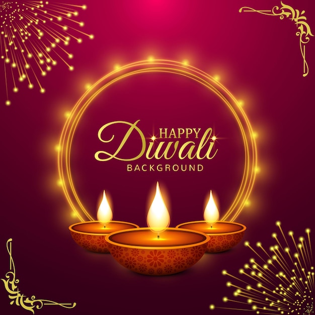 Feliz diwali lâmpada de óleo decorativa festa de celebração cartão vetor de fundo