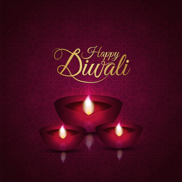 Feliz diwali - o festival de luz - cartão de convite com diwali criativo diya