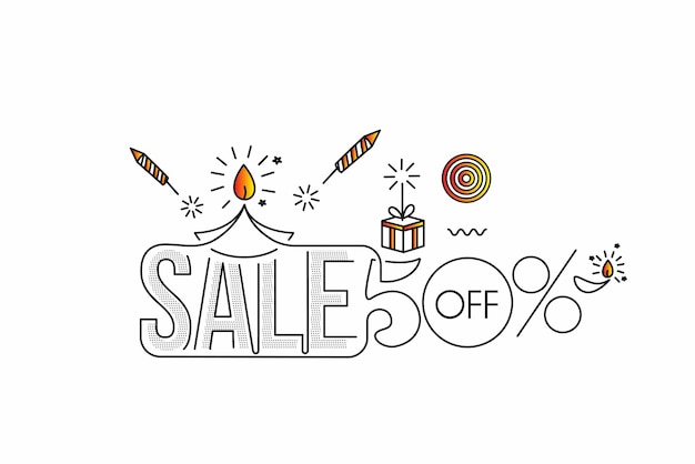 Feliz Diwali Sale Banner Poster, ilustração vetorial.