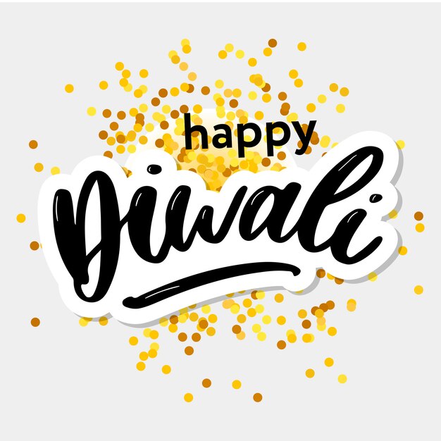 Feliz Diwali. Texto manuscrito pincel preto