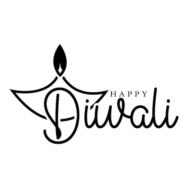 Feliz diwali tipografia letras ilustração vetorial