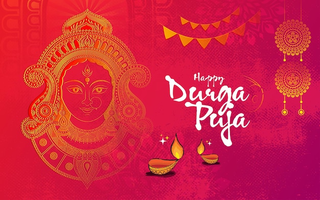 Feliz Durga Puja Festival Saudação Modelo de Design de Fundo