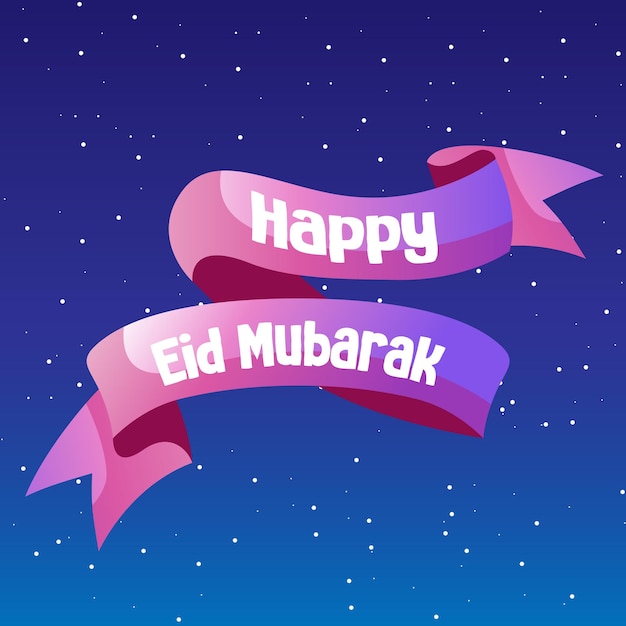 Vetor feliz eid al-fitr com fita