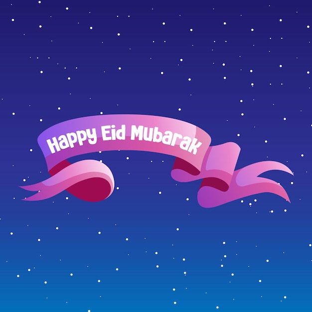 Vetor feliz eid al-fitr com fita