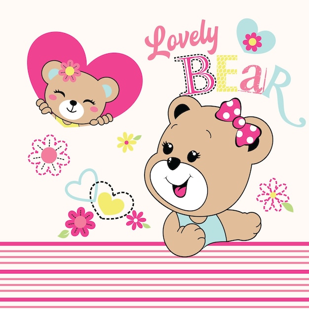 feliz em jogar linda ilustração vetorial de urso
