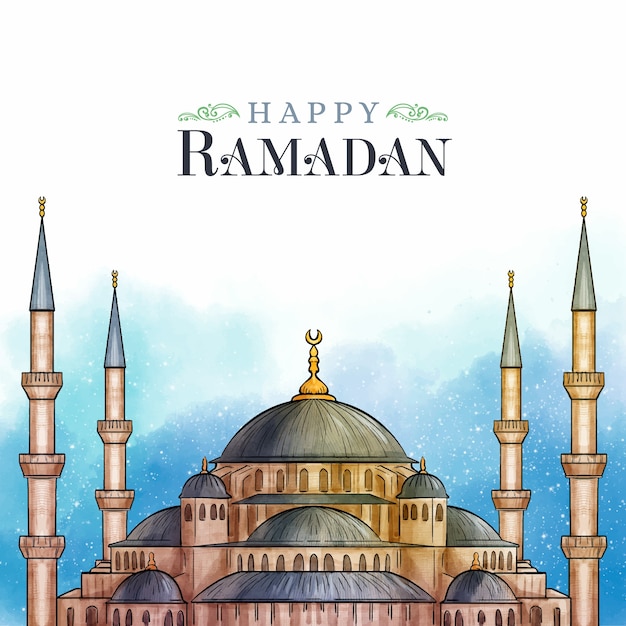 Feliz estilo aquarela ramadan