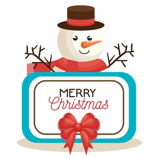 feliz feliz Natal boneco de neve personagem ilustração vetorial design
