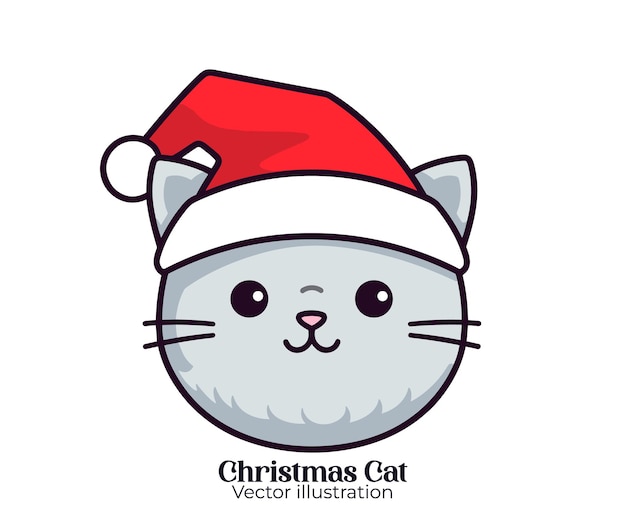 Feliz feriado vetor fofo cabeça de gato personagem de Natal