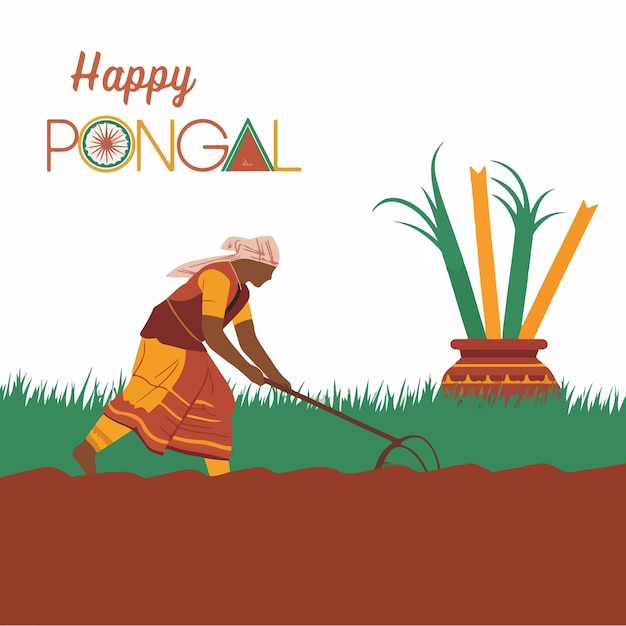 feliz festa de pongal celebração arte de fundo ilustração vetorial