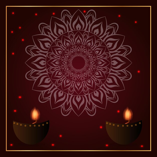 Feliz festival de diwali de fundo vetorial de luzes