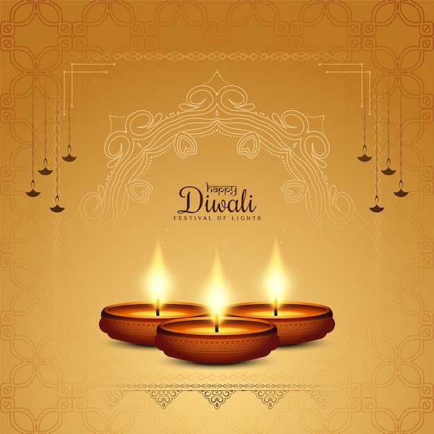 Feliz festival de Diwali decorativo elegante desenho vetorial