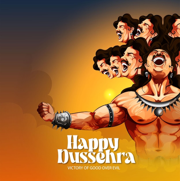 Feliz festival de Dussehra da Índia. do Senhor Rama matando Ravana