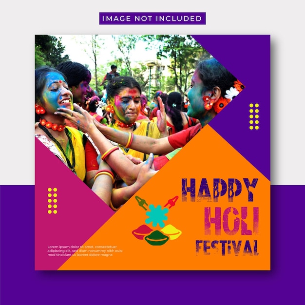 Feliz festival de Holi postagens nas redes sociais