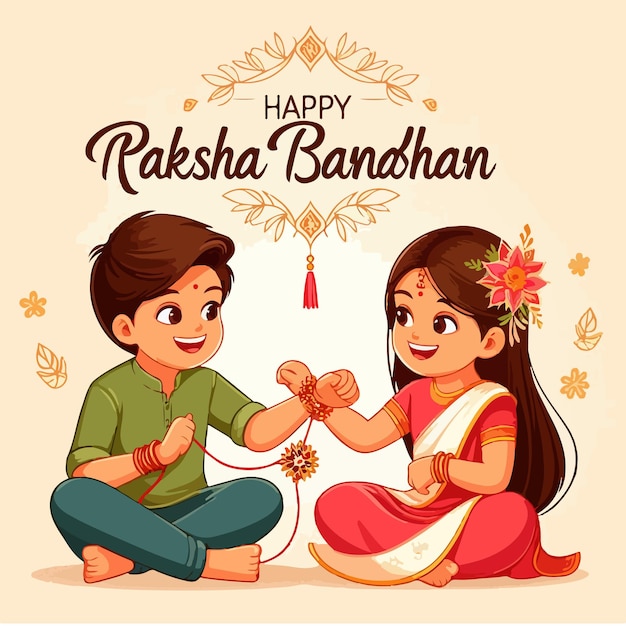 Vetor feliz festival de raksha bandhan fundo ilustração plana festival do hinduísmo indiano