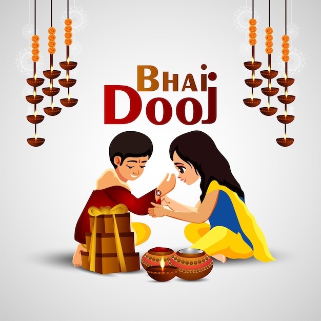 Feliz festival indiano bhai dooj de irmão e irmã