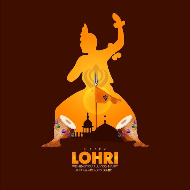 Feliz fundo de férias lohri para o festival de punjabi. ilustração vetorial