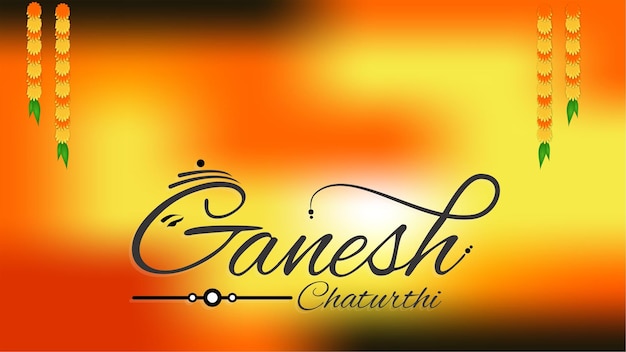 Feliz ganesh chaturthi saudação banner com letras criativas