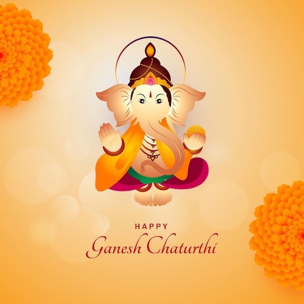 Feliz ganesh chatuthi deseja fundo de cartão de desejos