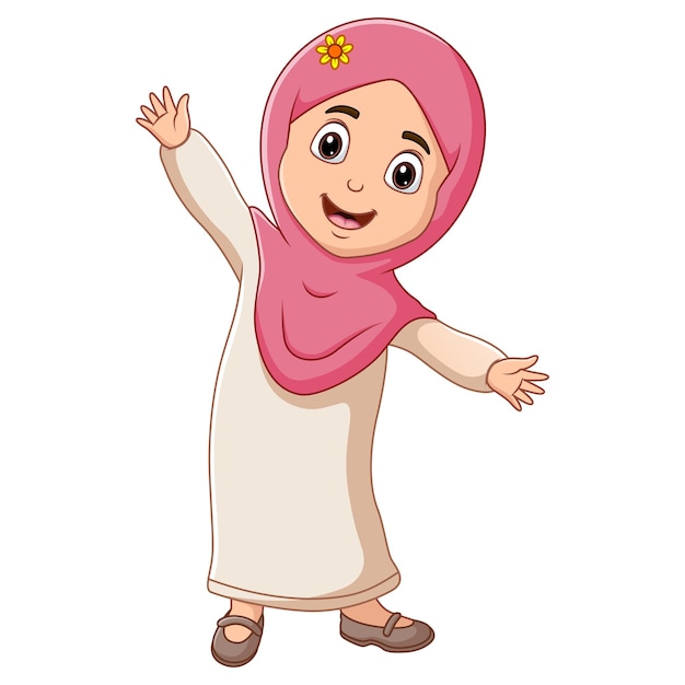Feliz garota islâmica isolada no fundo branco