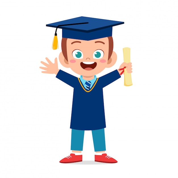 Feliz garoto bonitinho garoto graduado da escola