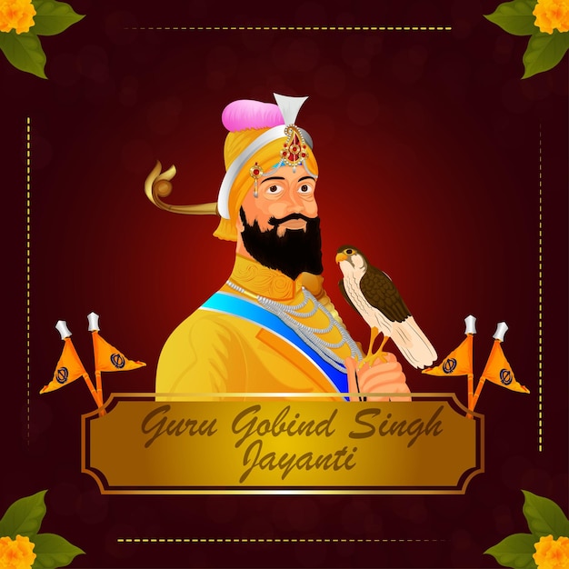 Feliz guru nanak jayanti cartão comemorativo com ilustração vetorial de guru nanak dev ji