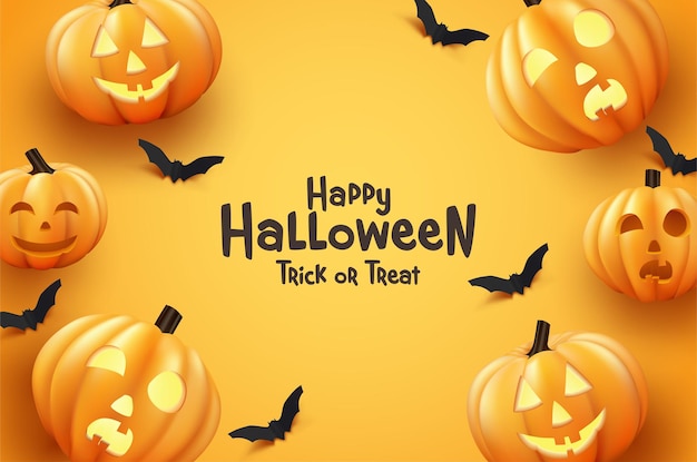 Feliz halloween, abóbora e morcego