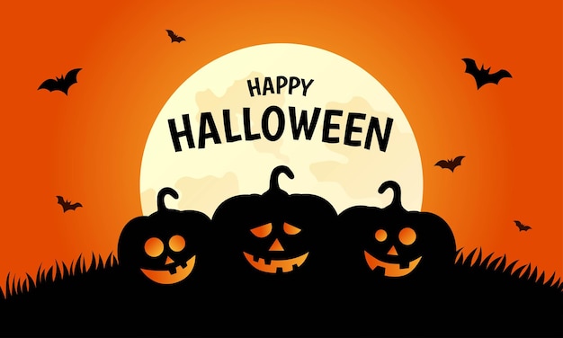 feliz halloween abóboras em fundo laranja