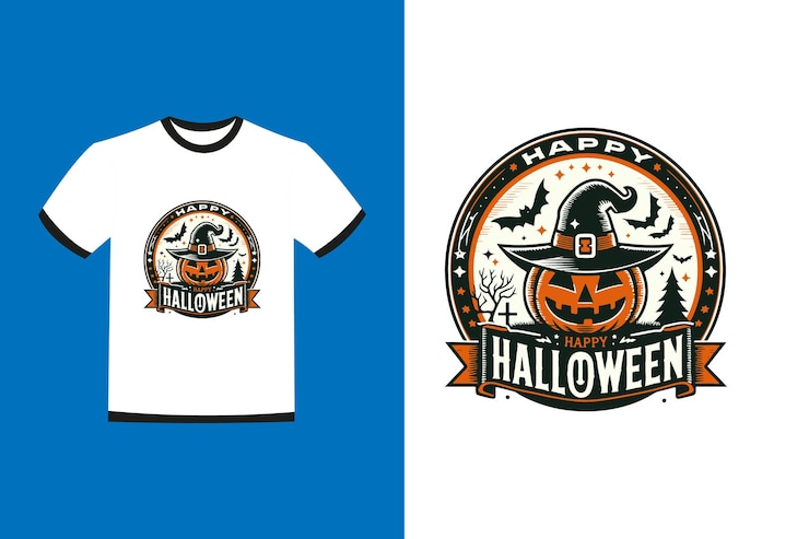 Vetor feliz halloween adultos camiseta design vetorial estilo retro padrão vintage ilustração de fundo