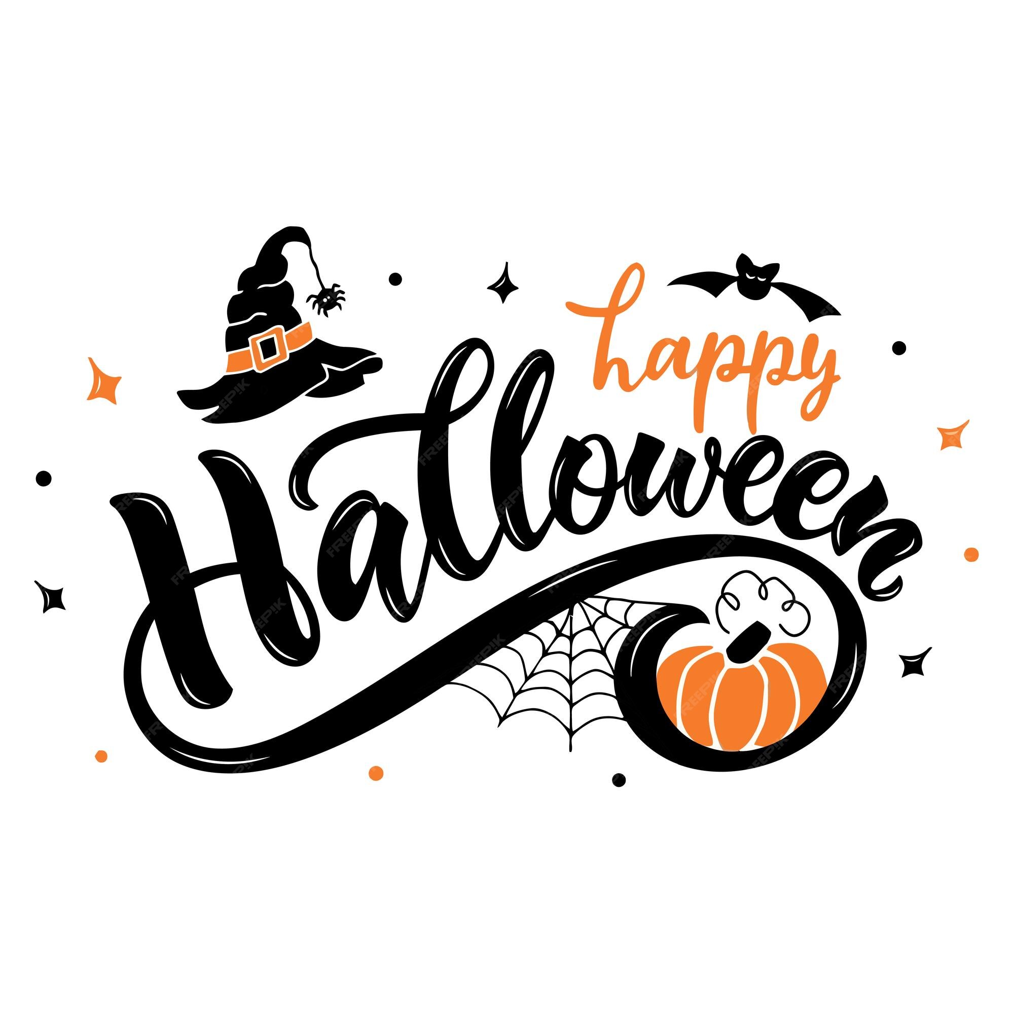 Banner De Texto Halloween Feliz Com Estilo De Pincel Isolado Em