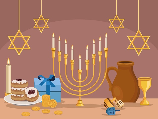 Feliz hanukkah comemorando