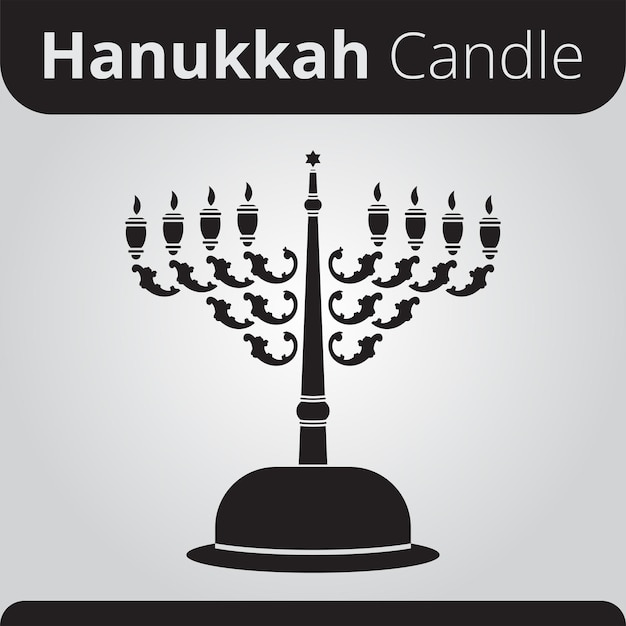 feliz hanukkah vela ícone preto e branco vector festival de luzes