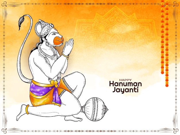 Feliz hanuman jayanti festa religiosa indiana de fundo