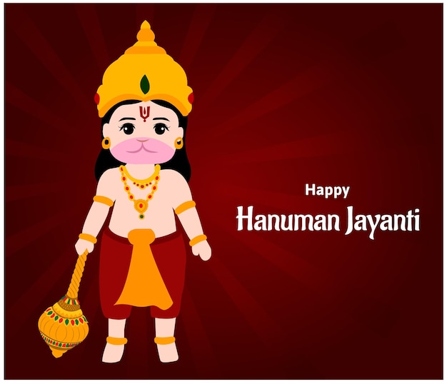 Feliz hanuman jayanti indiano festival hindu celebração vector design