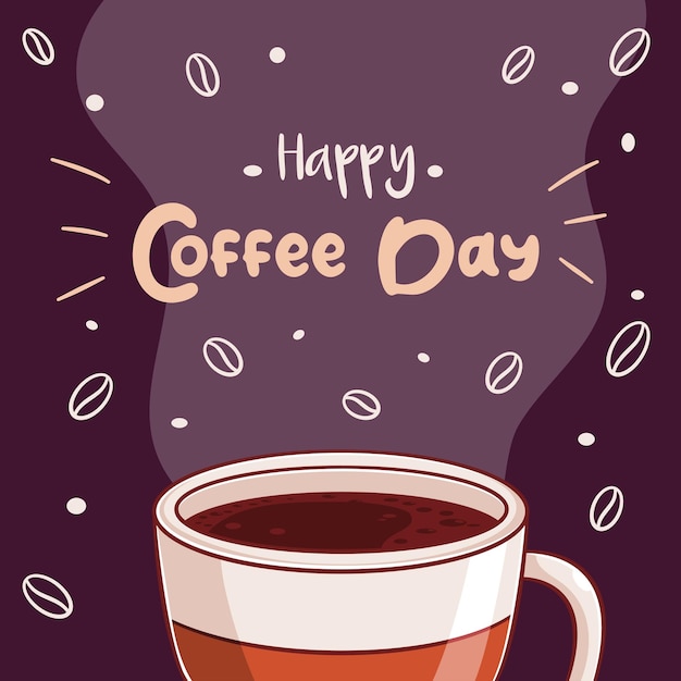 Vetor feliz ilustração do dia internacional do café